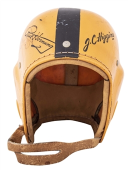 Paul Hornung Vintage Style multi-signed Packers Football Helmet Signed by (4) Green Bay Packers Legends, Including Hornung, Taylor, Nitschke & Kramer (Beckett)